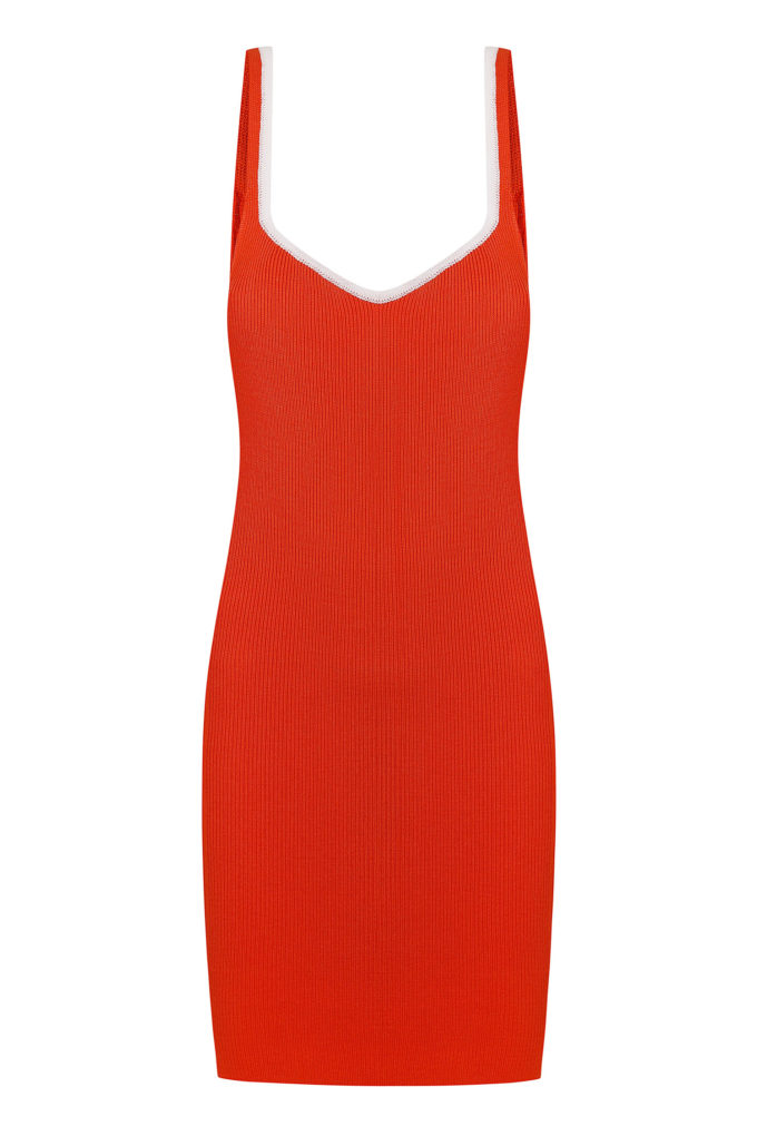 Сукня міні трикотажна з кантом помаранчева фото 3