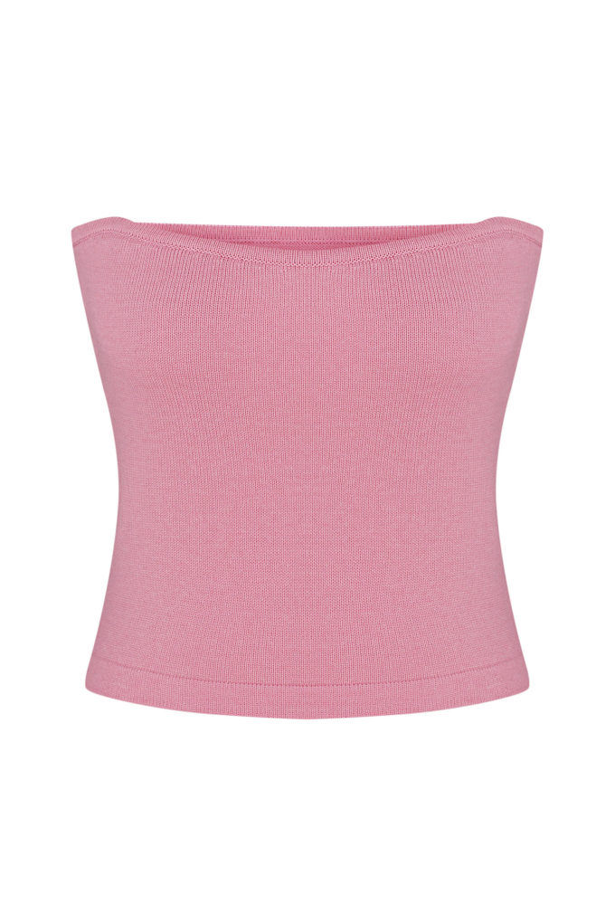 Knitted slim fit top in pink photo 4
