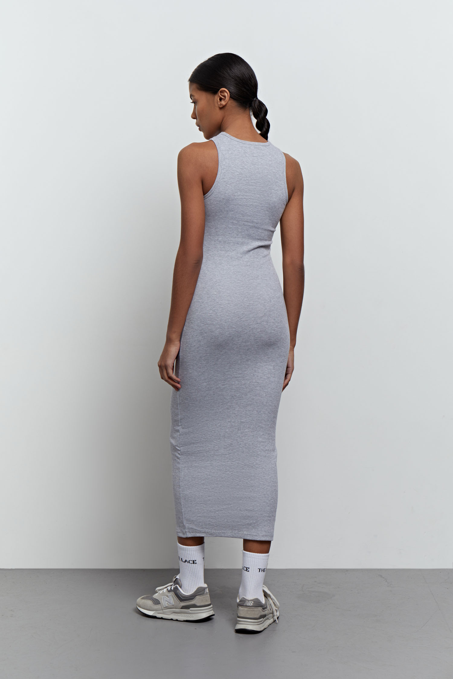 Сукня міді в рубчик сірий меланж - THE LACE фото 138076