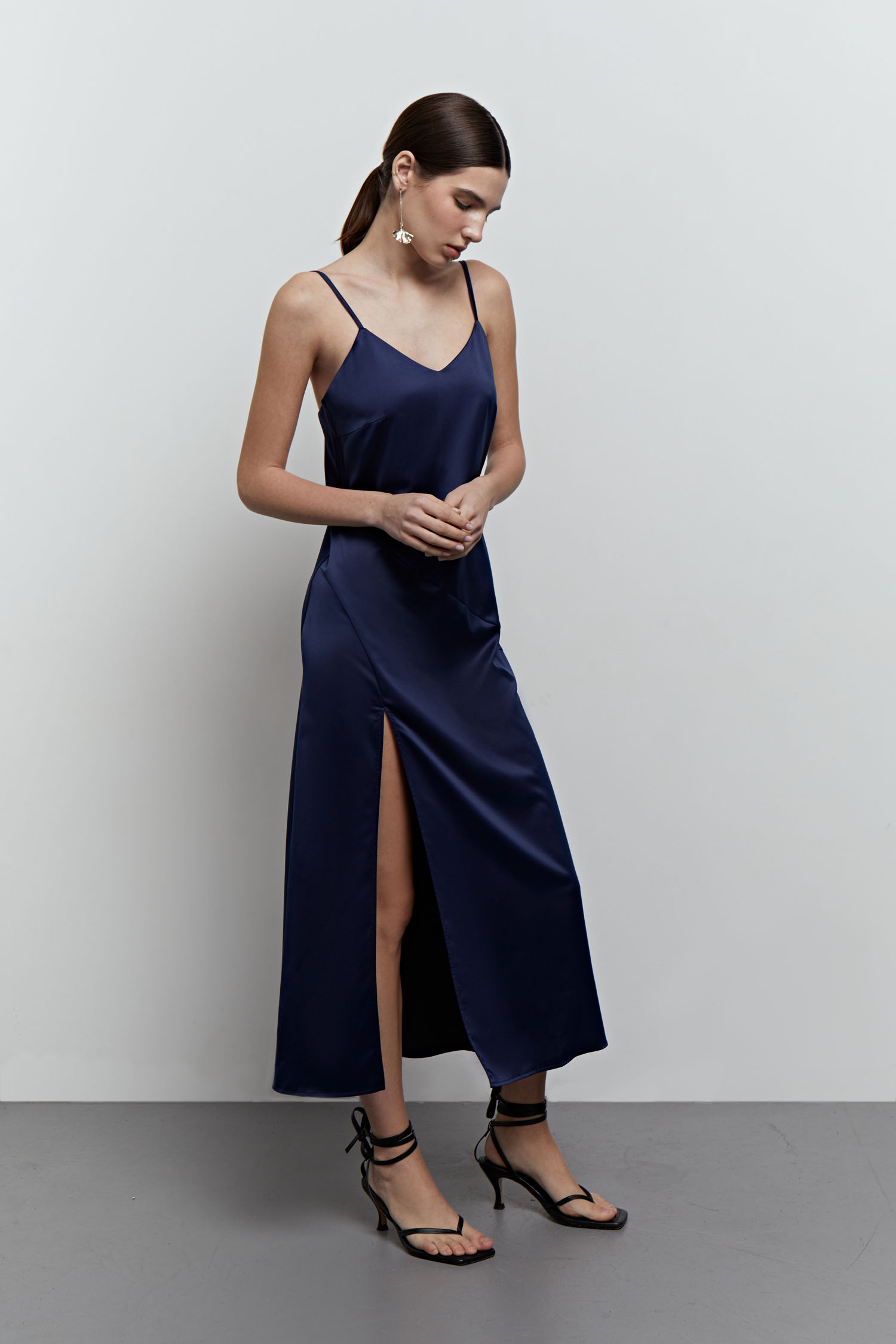 Сукня-комбінація з розрізом синя - THE LACE photo 138091