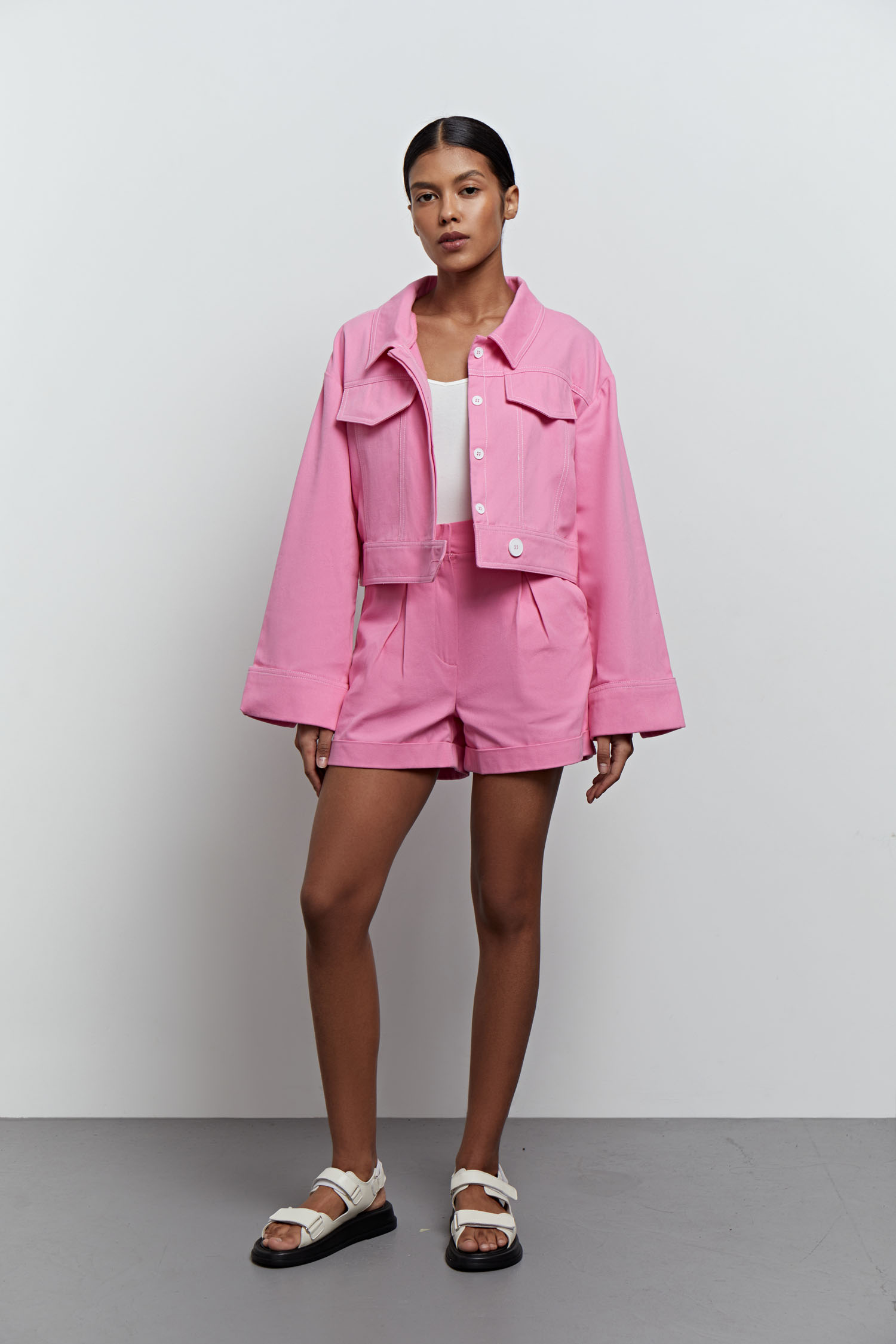 Куртка коротка з котону рожева - THE LACE фото 138127