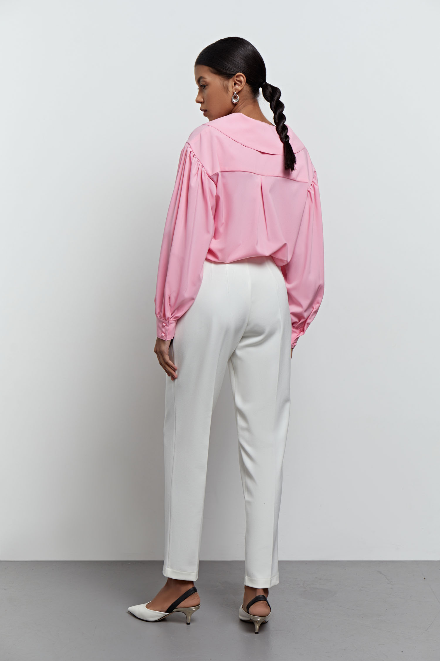 Блуза з подовженим коміром рожева - THE LACE фото 138142