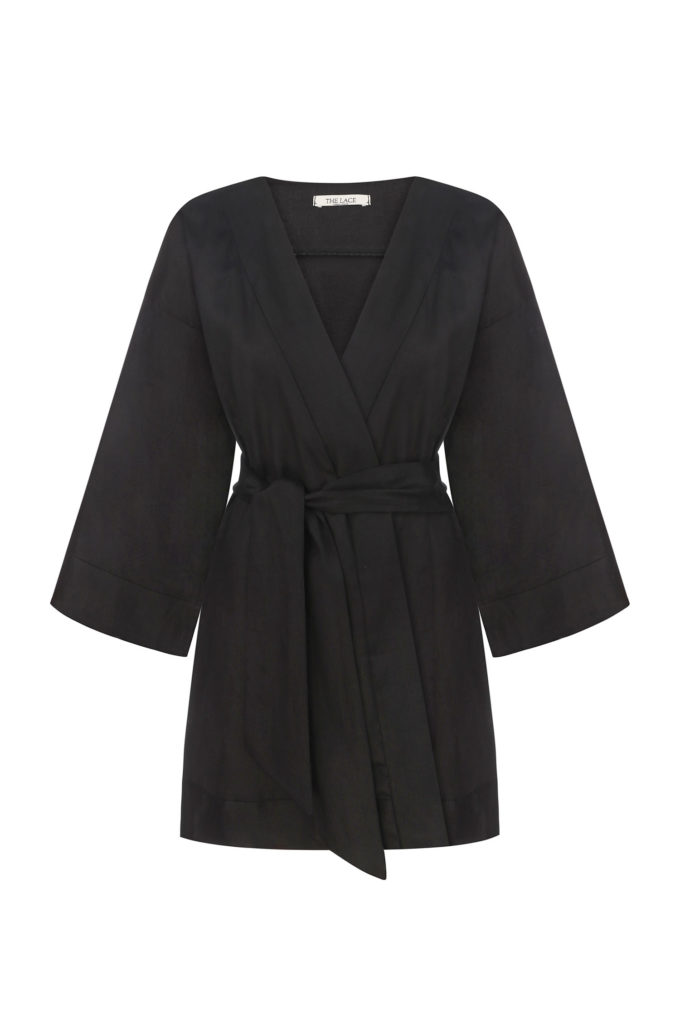 Kimono mini dress in black photo 4