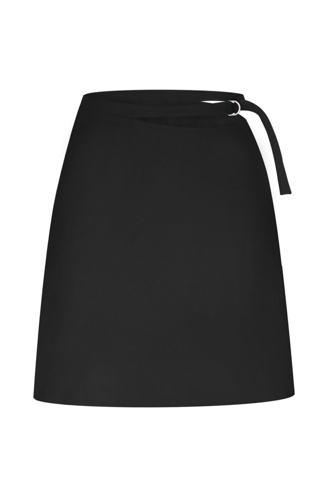 Linen mini skirt with tie in black photo 4