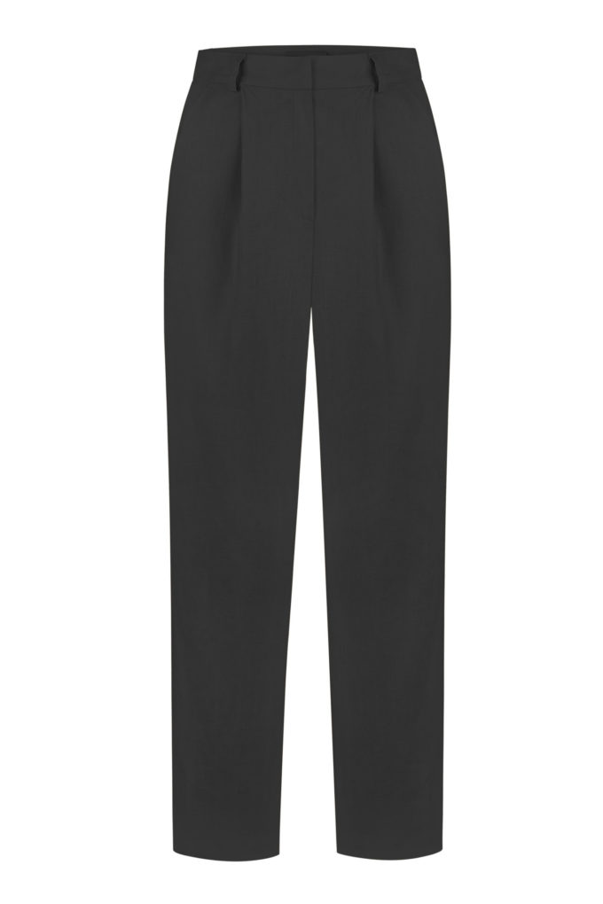 Linen pants with tucks in black photo 5