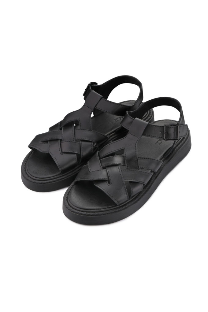 Leather sandals with binding in black photo 6