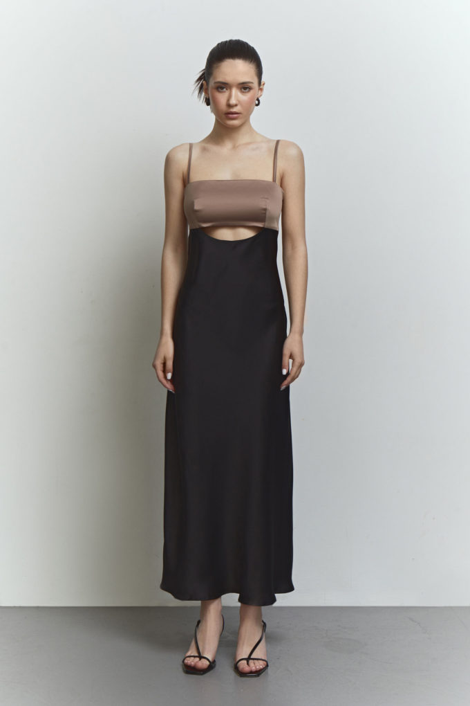 Сукня комбінована чорна з шоколадним верхом - THE LACE photo 149604