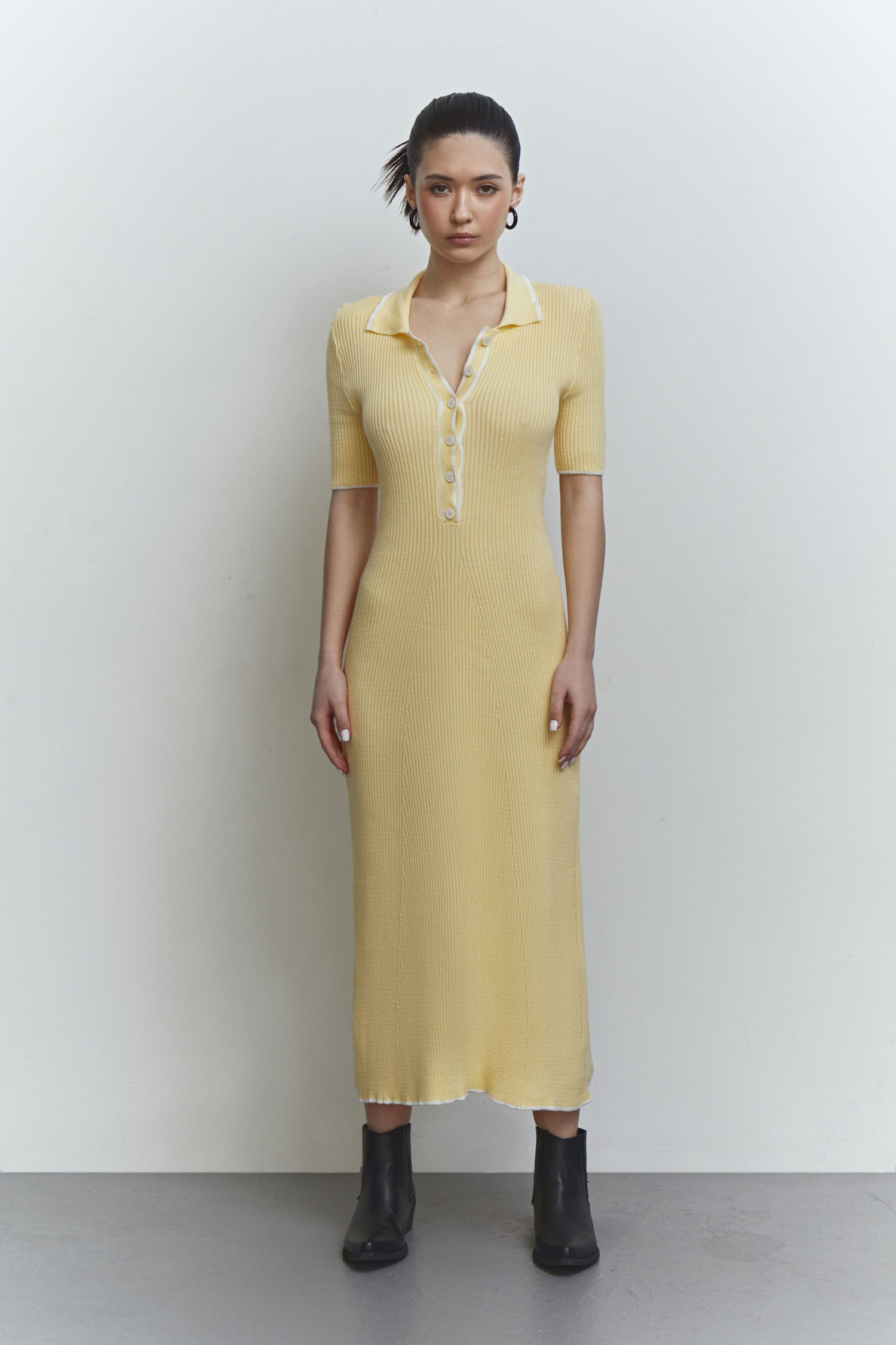 Сукня міді трикотажна з кантом лимонна - THE LACE фото 149532