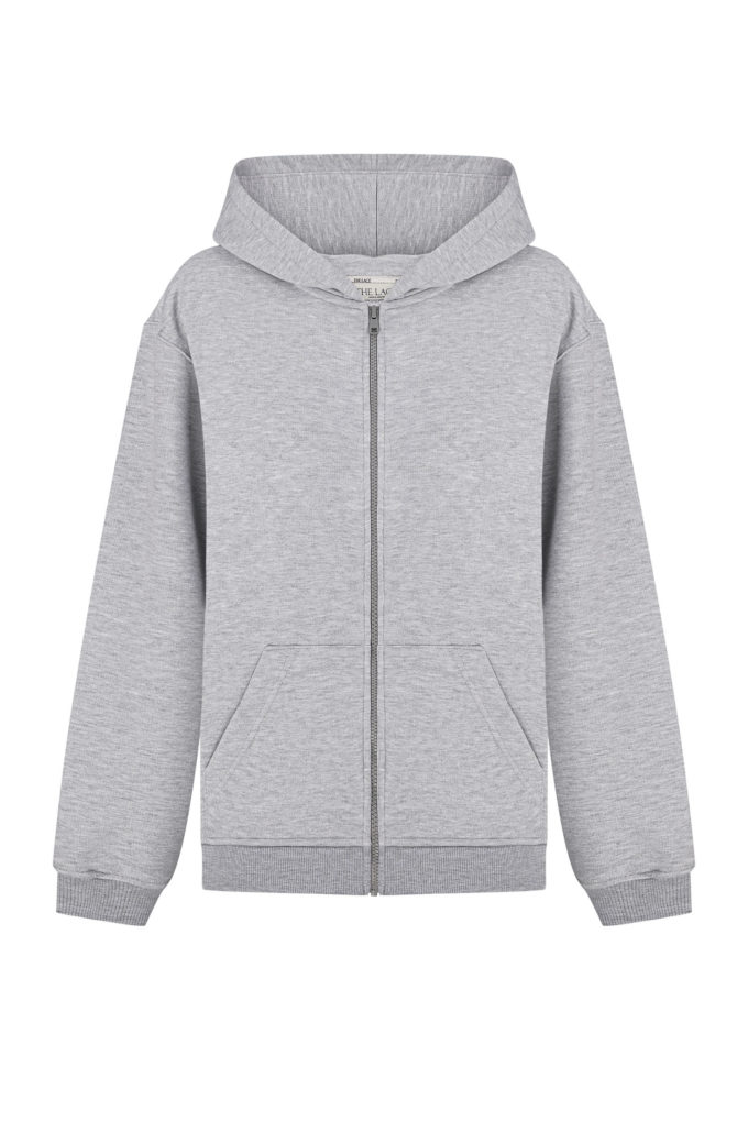 Zip hoodie in gray melange photo 6
