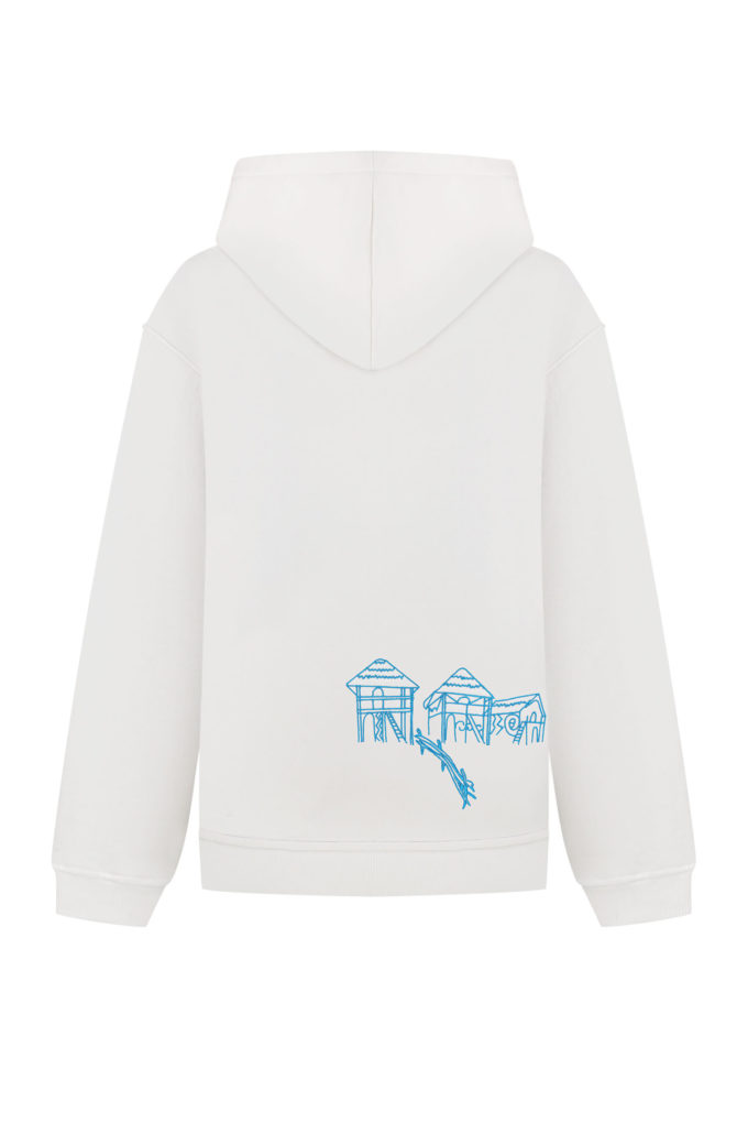 Zip hoodie with Trypillya embroidery in milk photo 8