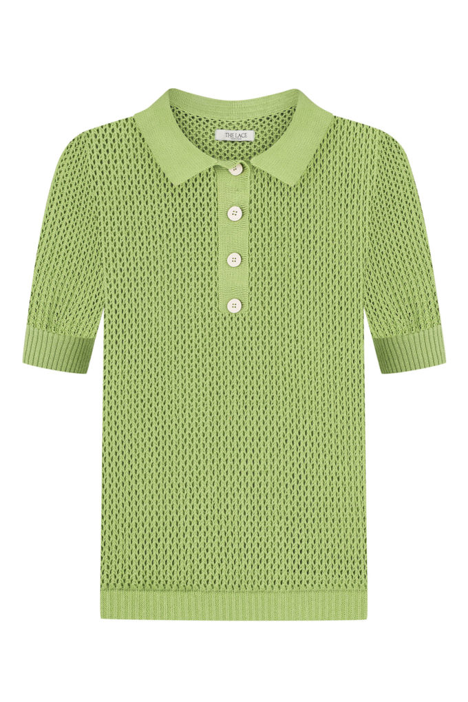 Knitted polo shirt in light green photo 4