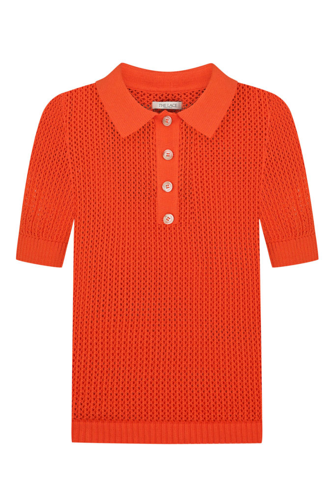 Knitted polo shirt in orange photo 4
