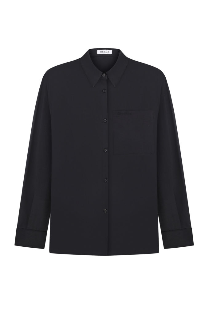 Light cotton shirt with embroidery in black photo 4