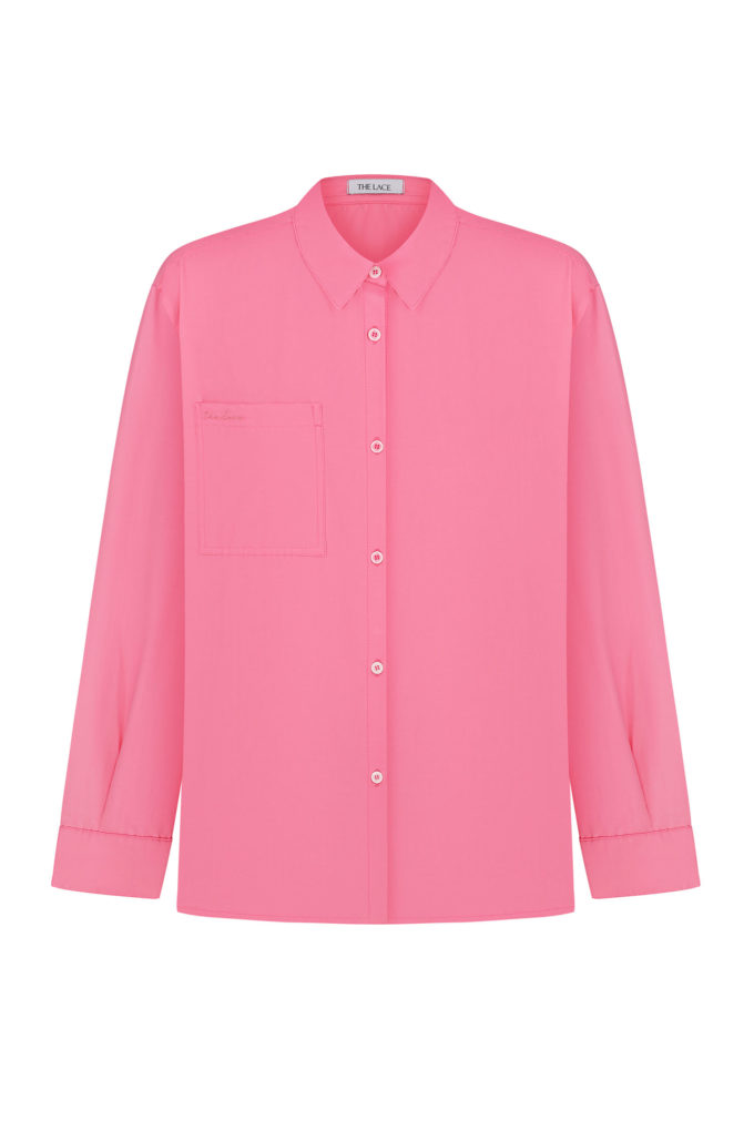 Light cotton shirt with embroidery in pink photo 5
