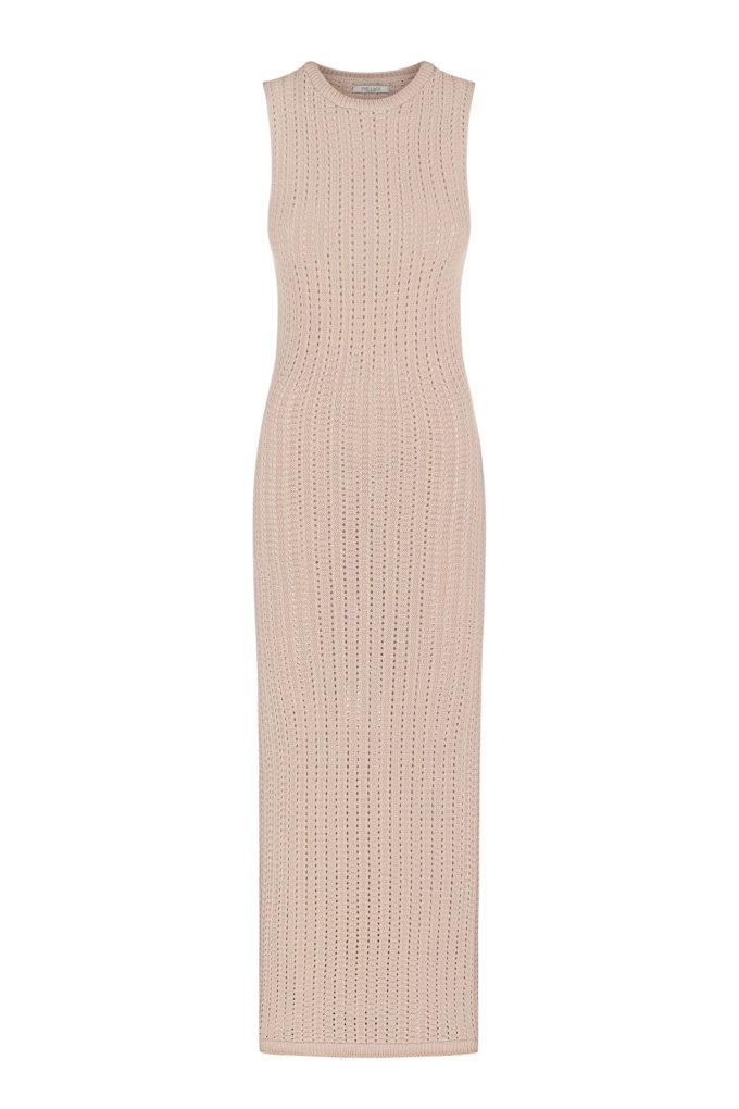 Knitted maxi dress in beige photo 4