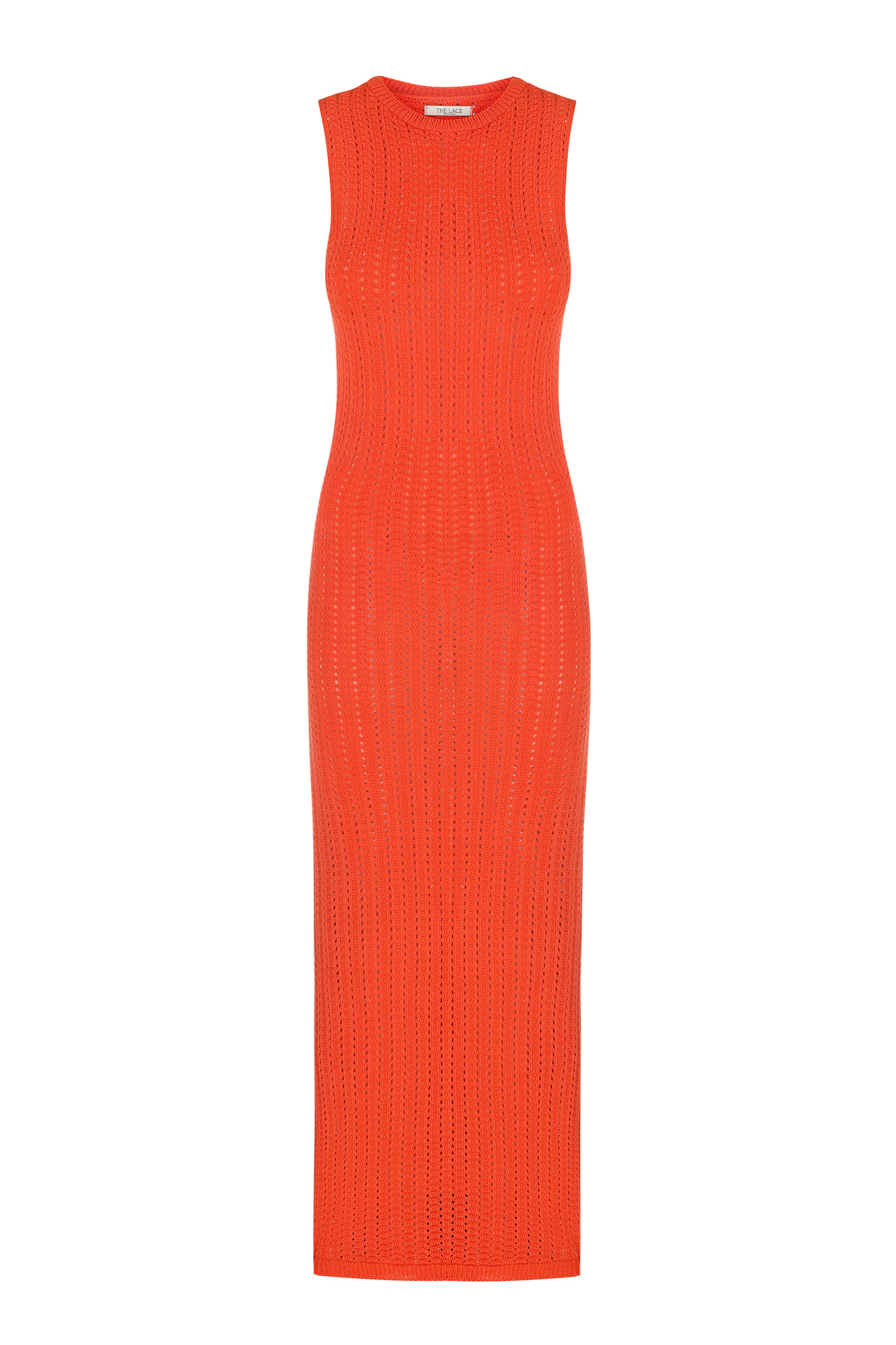 Трикотажна сукня максі з ажурною вʼязкою помаранчева - THE LACE фото 152680
