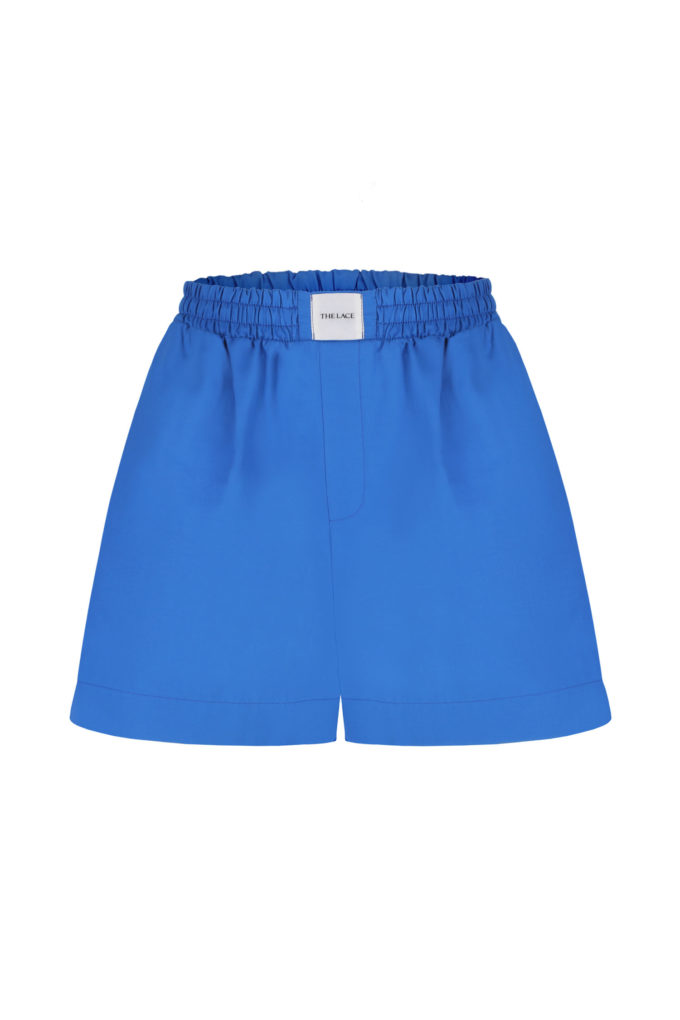 Oversized light cotton shorts in blue photo 6