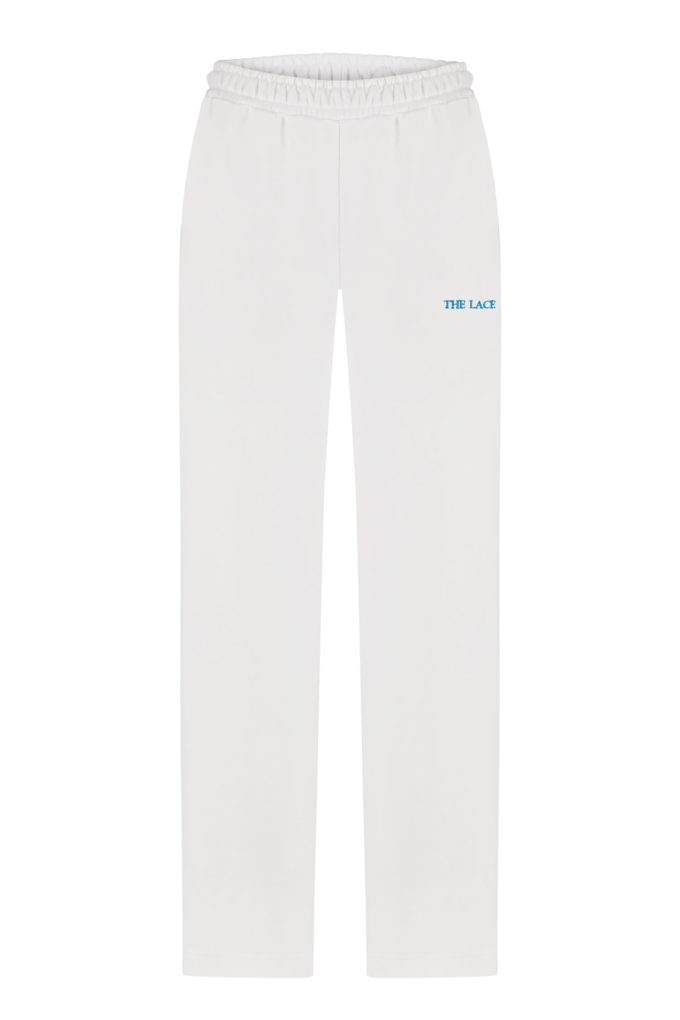 Straight fit pants with embroidery in milk photo 5