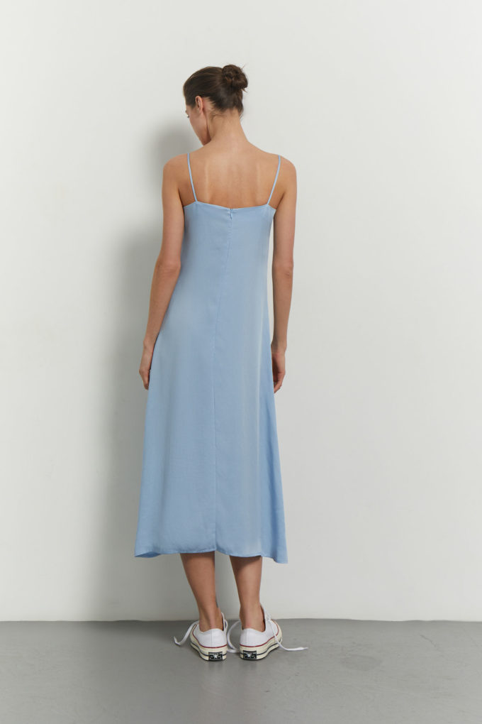 Tencel sundress with thin straps in blue photo 2