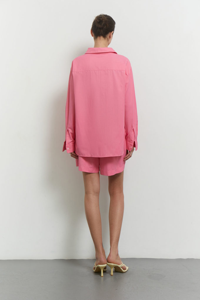 Light cotton shirt with embroidery in pink photo 4