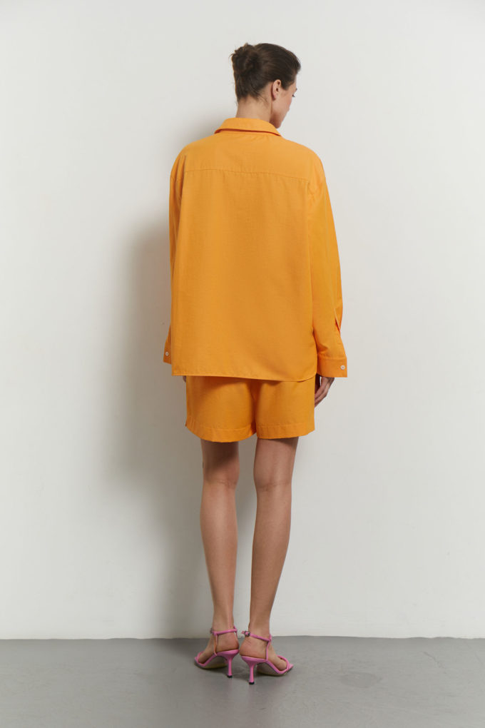 Light cotton shirt with embroidery in orange photo 4