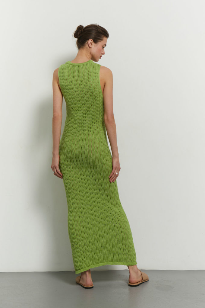 Knitted maxi dress in light green photo 3