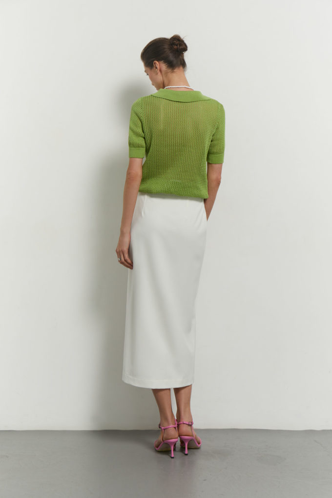Midi skirt with cut in white photo 2