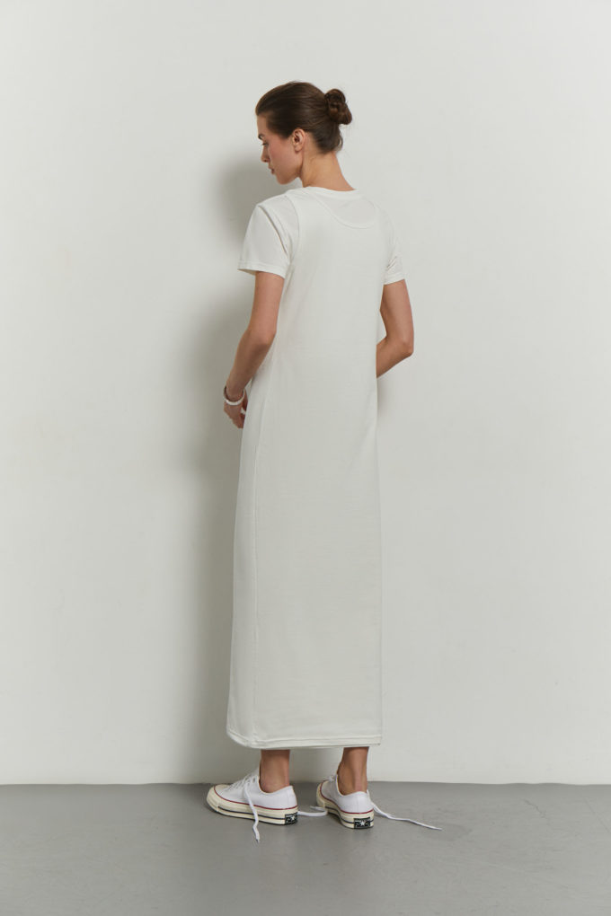 Knitted maxi double dress in milk photo 3