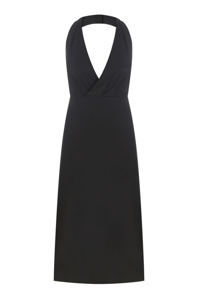Tencel midi dress with open back in black photo 4