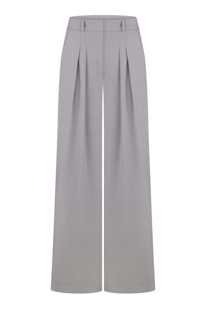 Low-waisted palazzo pants in gray photo 4