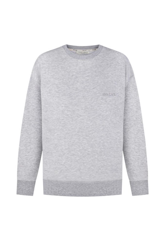 Sweatshirt with embroidery in gray melange photo 4
