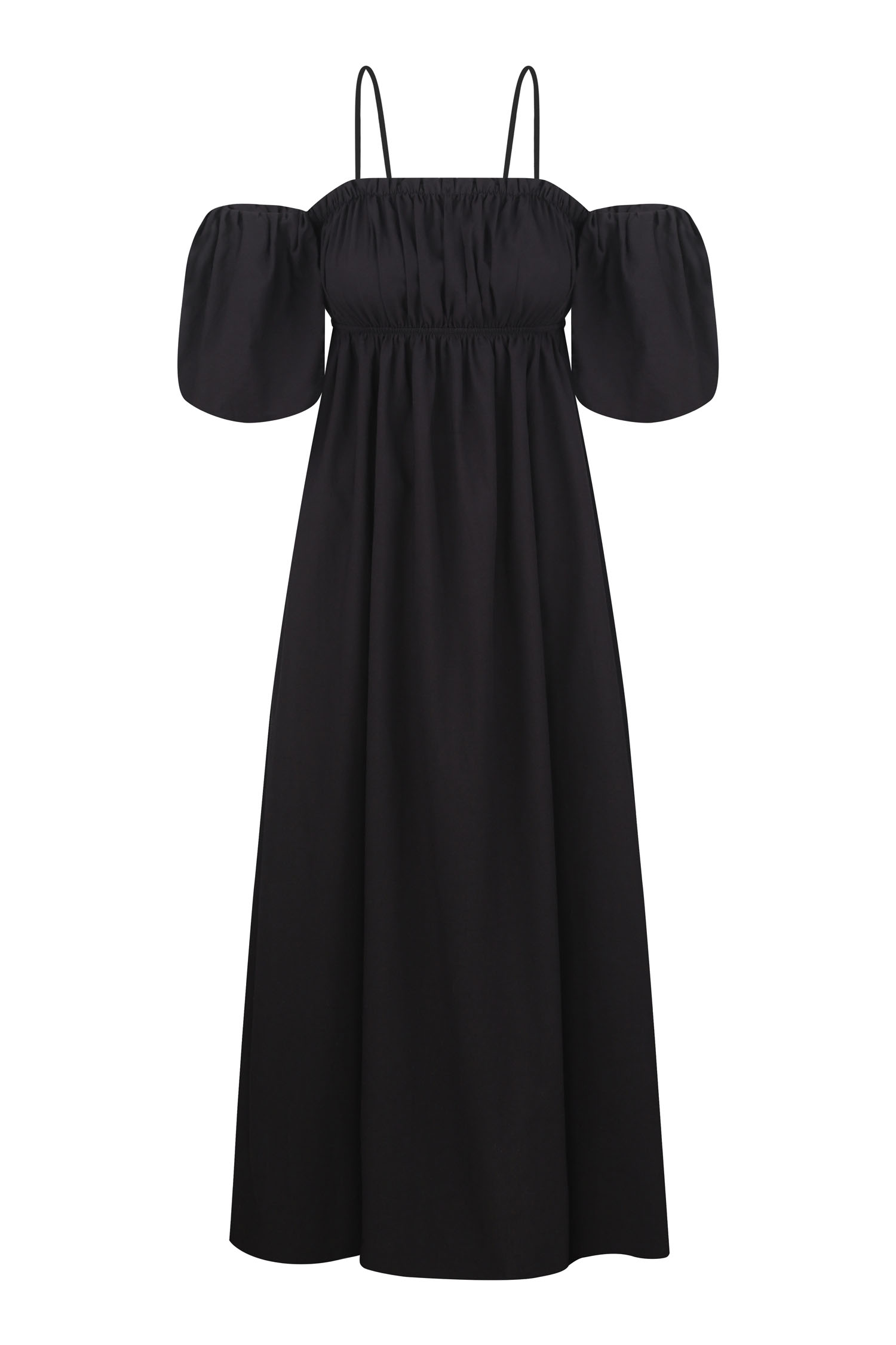 Сукня міді зі спущеними плечима чорна (eco) - THE LACE фото 158866