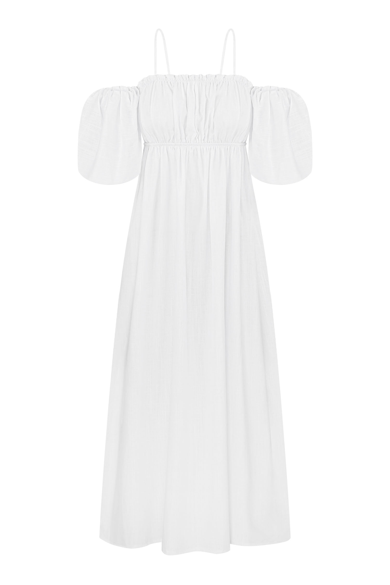 Сукня міді зі спущеними плечима молочна (eco) - THE LACE фото 158867