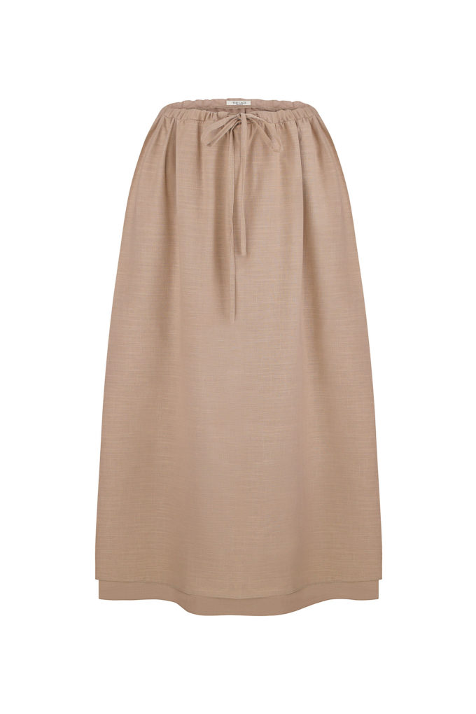 Midi skirt with drawstring in beige (eco) photo 5