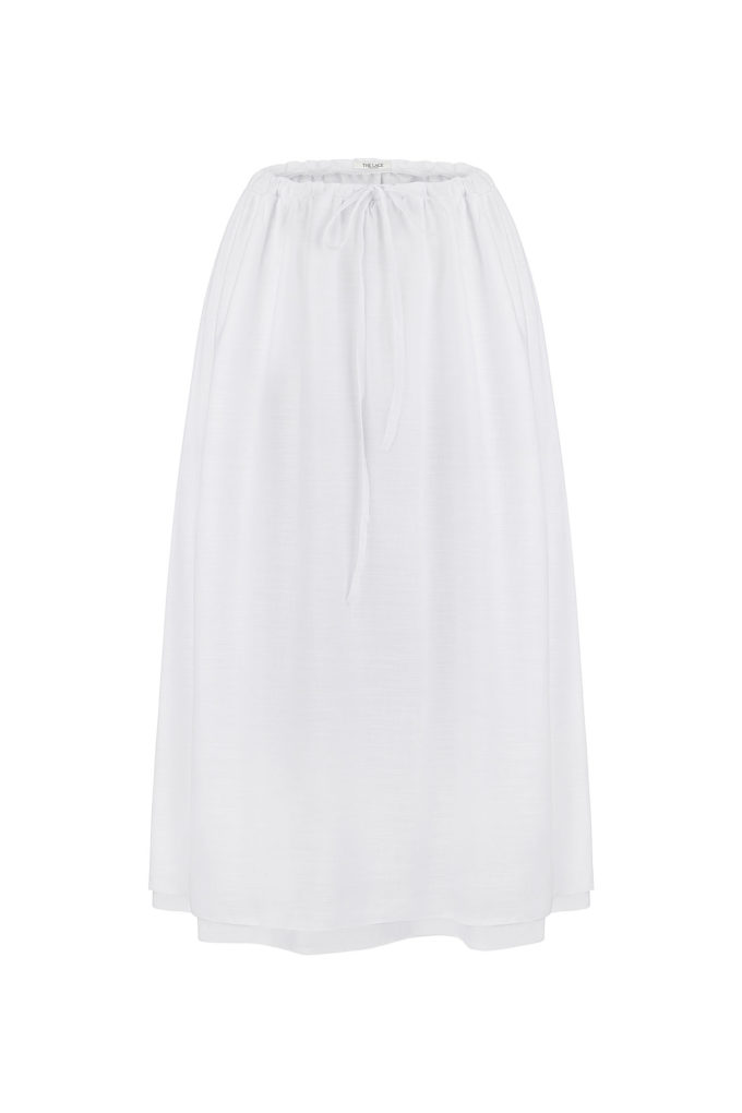 Midi skirt with drawstring in white (eco) photo 5