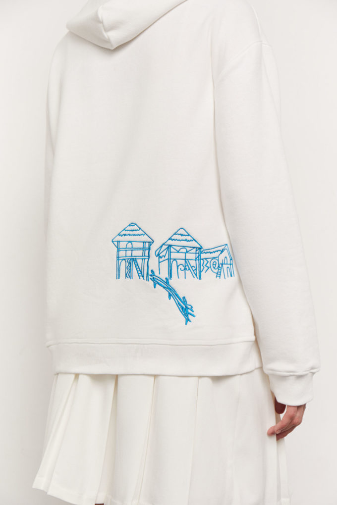 Zip hoodie with Trypillya embroidery in milk photo 6