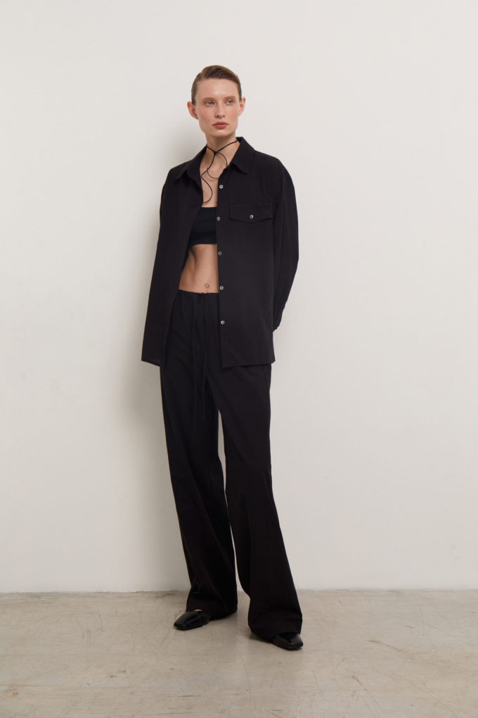 Oversized pants with tie in black (eco) photo 2
