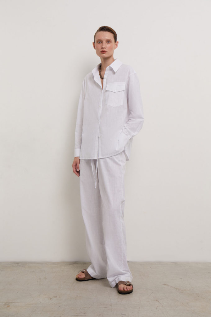 Oversized pants with tie in white (eco) photo 4