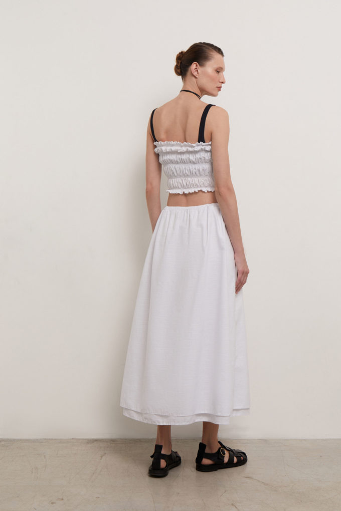 Midi skirt with drawstring in white (eco) photo 3