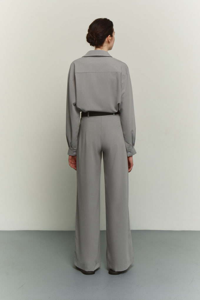 Low-waisted palazzo pants in gray photo 3