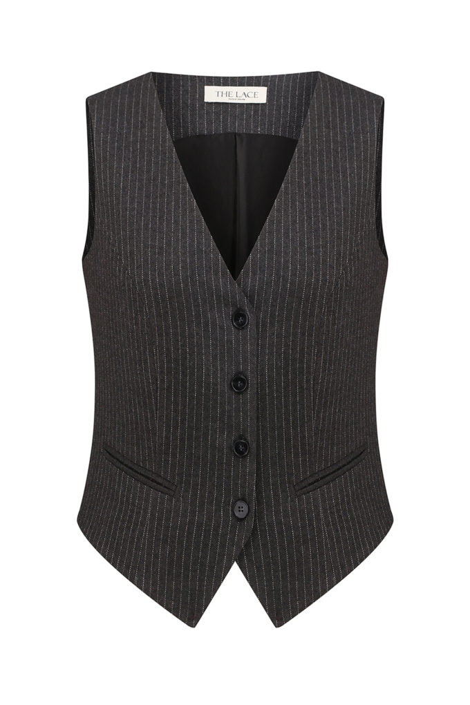 Classic dark gray vest with stripes photo 5