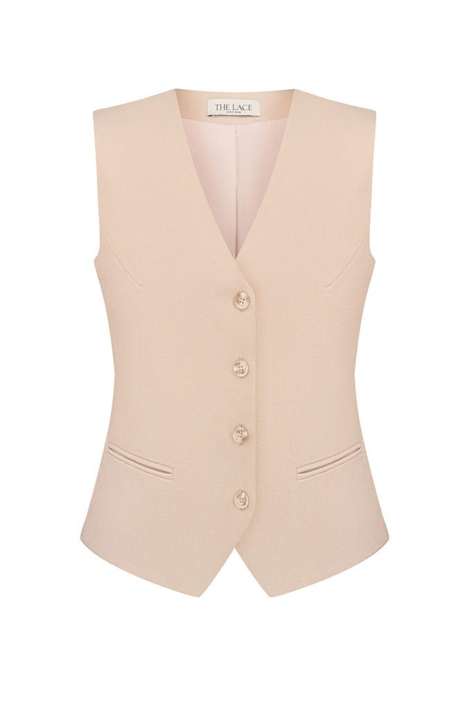 Classic vest in sand color photo 4