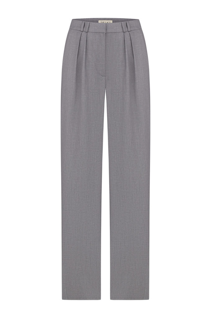 Palazzo pants with double tucks in gray photo 5