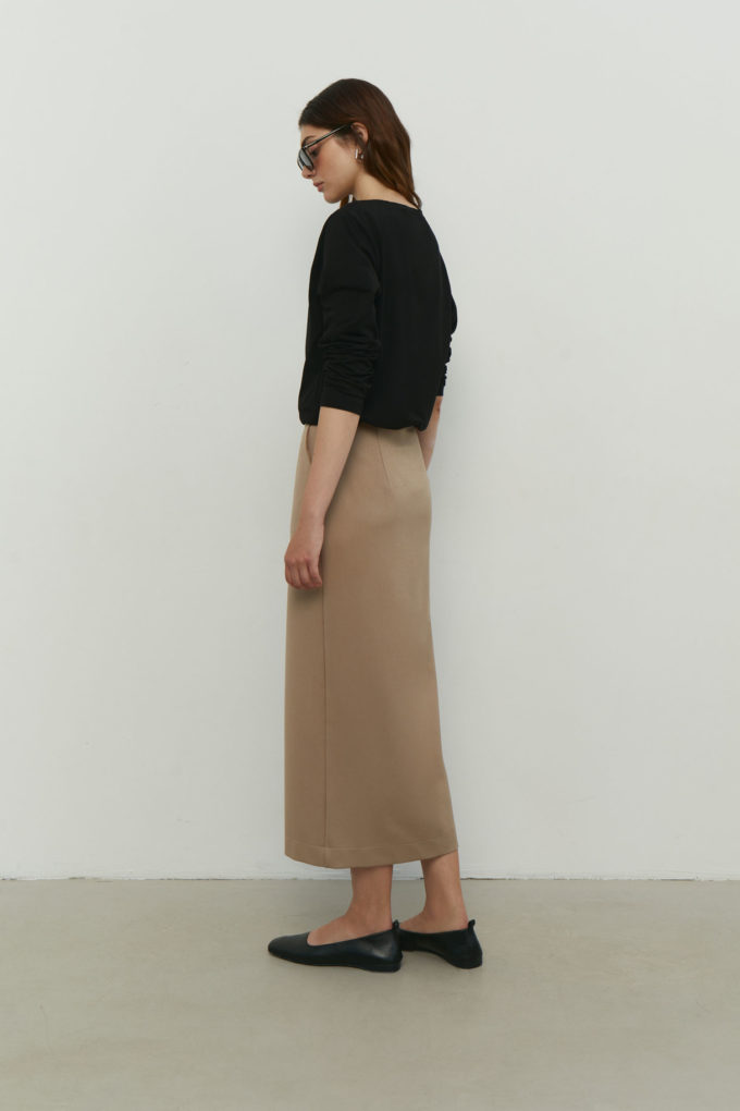Midi skirt with front slit cappuccino Verona photo 2