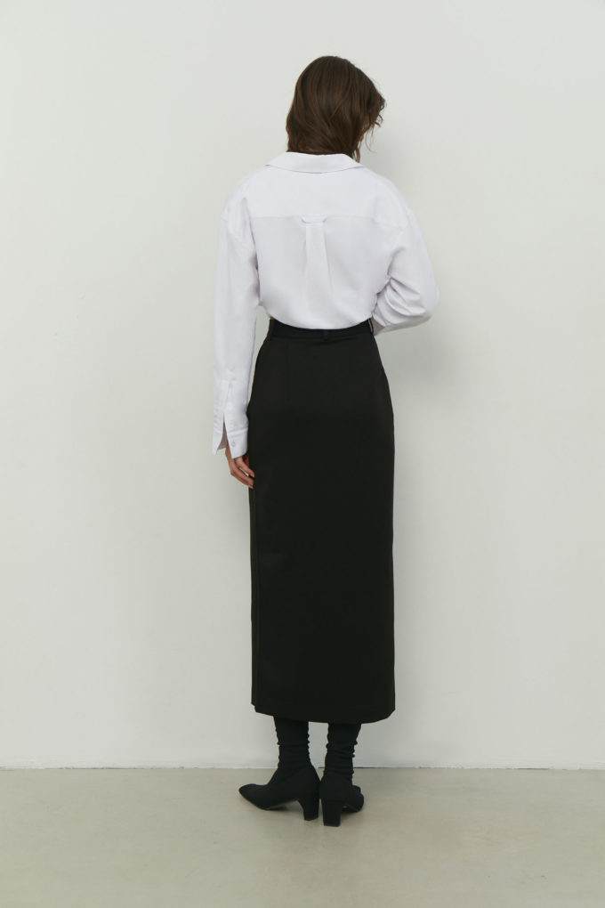 Midi skirt with front slit black Verona photo 2