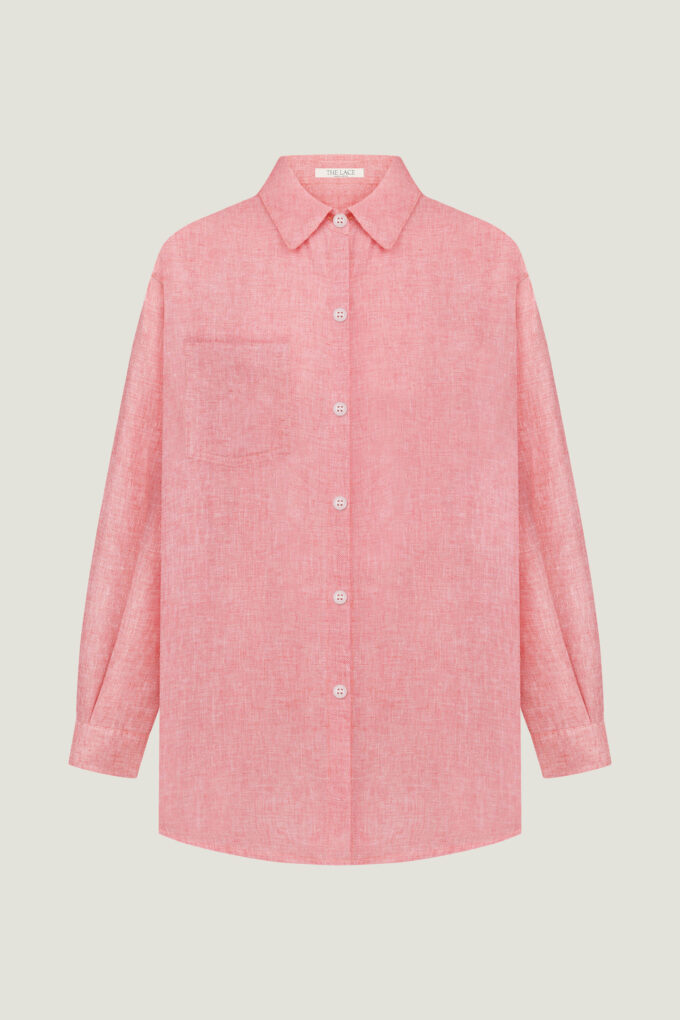 Oversize shirt with linen addition in peach photo 6