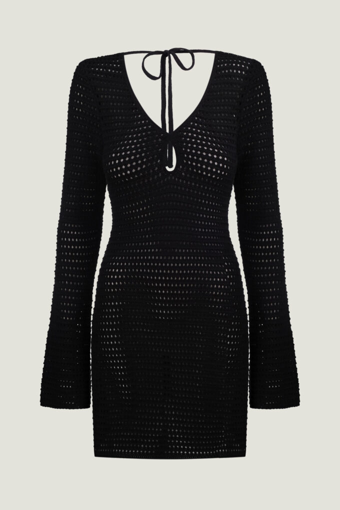 Трикотажна сукня міні з відкритою спиною чорна фото 6