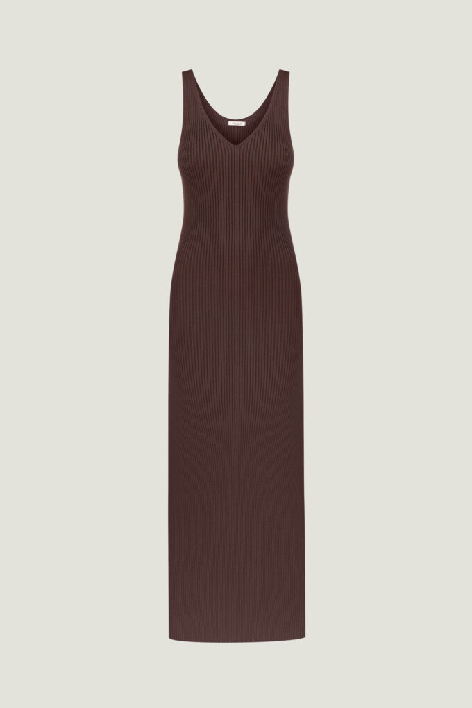 Knitted maxi sundress in chocolate photo 5