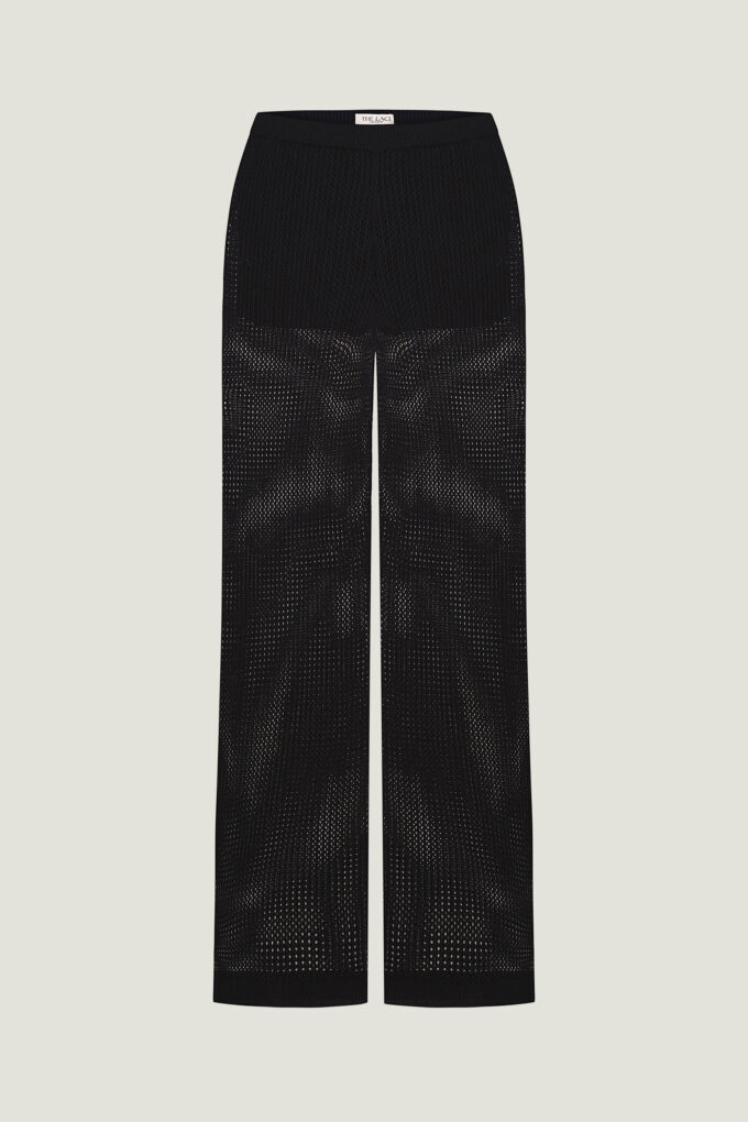 Knitted pants with openwork knitting in black photo 5