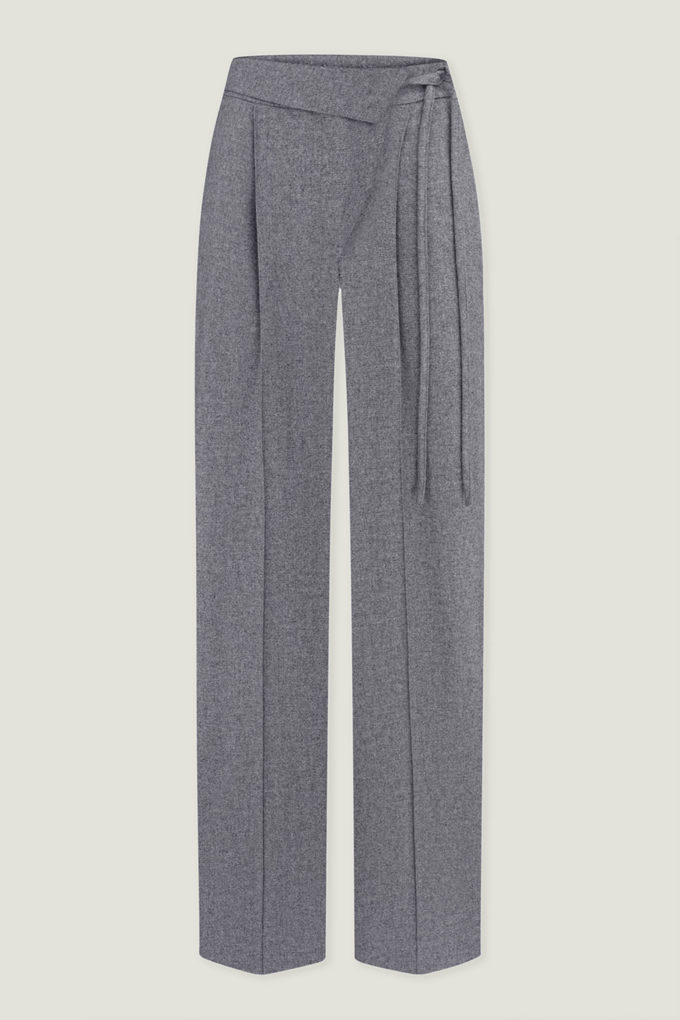 Woolen pants with a tie in gray photo 6